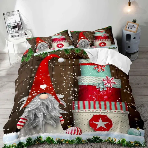 Vista 9 de LUVIVIHOME 2 piezas de funda de edredón de Navidad, juego de ropa de cama individual, ropa de cama rústica de cabaña, colcha de Navidad y Día