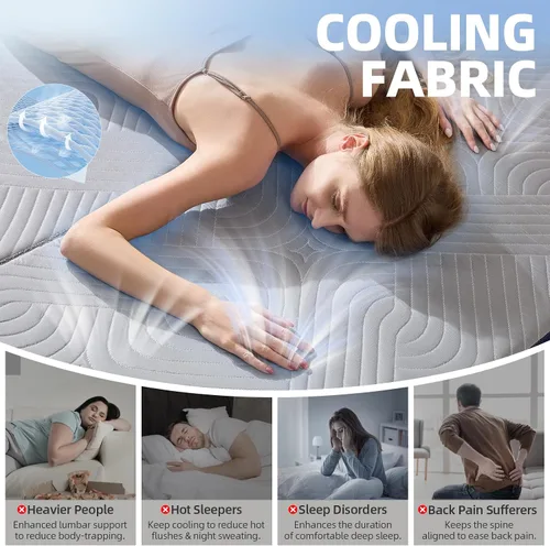 Vista 3 de Colchón plegable refrescante, colchón de espuma viscoelástica de 4 pulgadas con efecto transpirable en frío, colchón triple para cama Murphy, cama