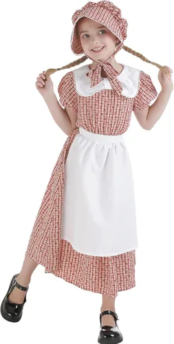 Vista 2 de Nuoqi Vestidos de pionera para niñas, disfraz colonial de Laura Ingalls Wilder