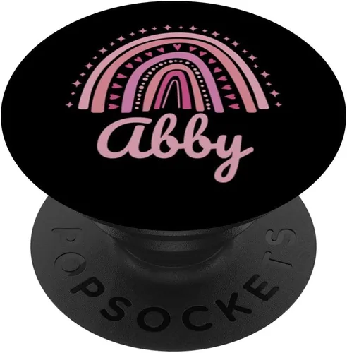 Vista 6 de Abby Name Personalized Funny Women Pink Rainbow Abby PopSockets MagSafe PopGrip for iPhone