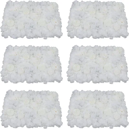 Vista 10 de 5 piezas de flores artificiales para pared, rosas de seda colgantes, juego de paneles de pared de flores, pared romántica de flores champán para 10