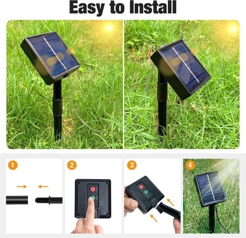 Vista 4 de btfarm Paquete de 2 luces solares de Navidad para exteriores, total de 78 pies, 240 luces LED solares en cadena para exteriores, impermeables, 8