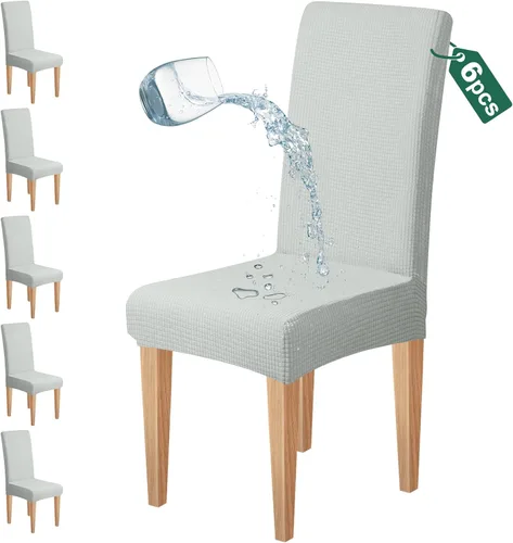Vista 18 de Dioxide Juego de 4 fundas impermeables para sillas de comedor, fundas elásticas para sillas de comedor, fundas para sillas Parson, extraíbles