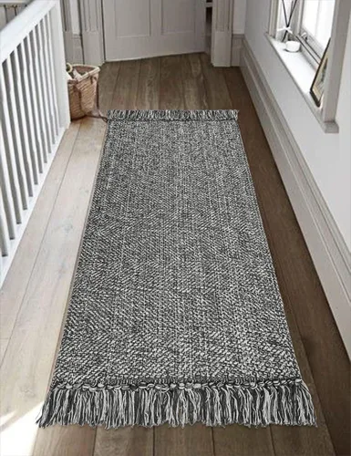 Vista 64 de Collive Alfombra de Baño Negra, 2' x 3' Tejida a Mano Lavable Alfombras Pequeñas de Cocina, Alfombra de Entrada Reversible de Algodón Alfombra