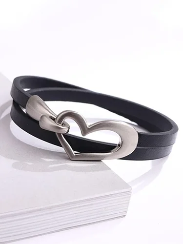 Vista 7 de choice of all Pulseras de cuero para mujer, collar de pulsera de cuero con dije de corazón de moda, collar de cuero para mujer