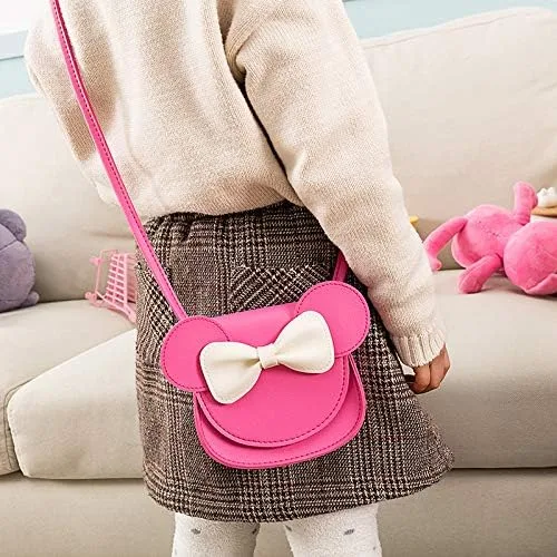 Vista 7 de Ondeam Little Mouse - Bolso cruzado con lazo para la oreja, bolso de hombro de poliuretano para niños y niñas