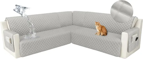 Vista 51 de HDCAXKJ Funda seccional de esquina impermeable para sofá de terciopelo en forma de L, fundas para sofá para mascotas, perros, suaves, resistentes
