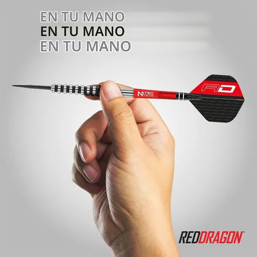 Vista 5 de RED DRAGON Juego de dardos de tungsteno Javelin Black de 24 g con plumas y espigas