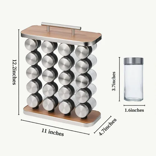 Vista 2 de Organizador y almacenamiento de especias - Estante vertical para especias con tarros - Especieros para cocina moderna