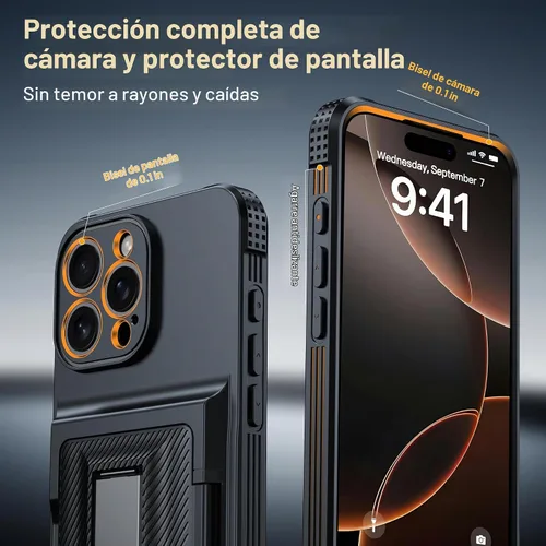 Vista 8 de Oneagle Funda tipo cartera para iPhone 16 Pro Max con tarjetero y soporte