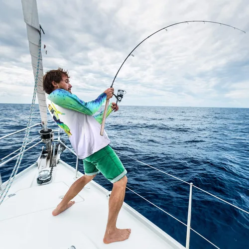 Vista 10 de Palmyth - Camiseta de pesca para hombre, con manga larga, protección solar ultravioleta FPU 50+, con bolsillo