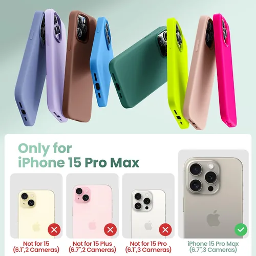 Vista 2 de Cordking Funda diseñada para iPhone 15 Pro Max, funda de silicona ultradelgada a prueba de golpes con [forro de microfibra suave antiarañazos], 6.7