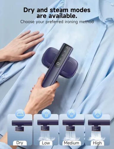 Vista 6 de Vaporizador para ropa, potente plancha de vapor portátil de 1200 W, calentamiento rápido de 15 segundos, tanque de 3.5 fl oz, vapor continuo de 20