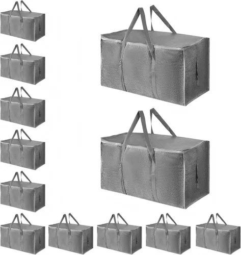 Vista 52 de Paquete de 4 bolsas de mudanza extra grandes y resistentes, bolsas de almacenamiento impermeables con asas y cremalleras, plegables para dormitorio