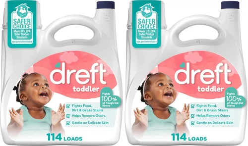 Vista 12 de Dreft Detergente líquido para ropa infantil, suave para pieles sensibles, 42 onzas líquidas, 32 cargas, paquete de 2 (el embalaje puede variar)