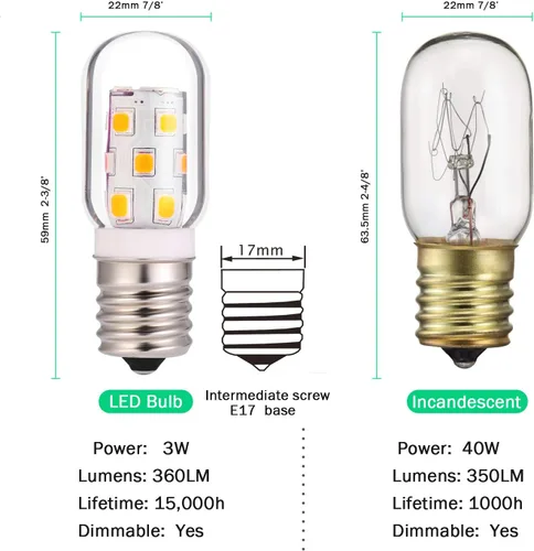 Vista 3 de LED microondas refrigerador campana extractora sobre estufa reemplazo 8206232A E17 base intermedia 40W bombilla incandescente 120V 3W 360lm