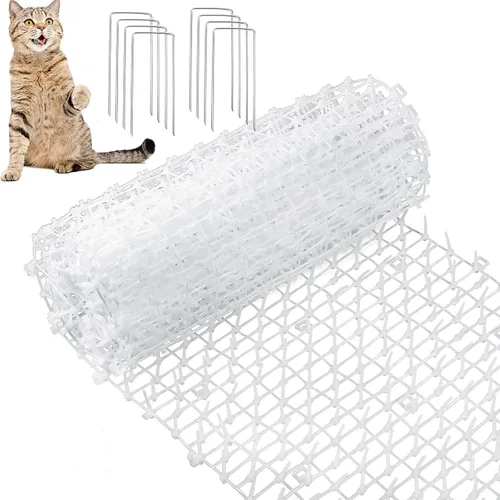 Vista 7 de Zopeal Tapete repelente de gatos de 6.5 pies con 8 estacas para el suelo, 8 bridas, tapete disuasorio de picos que mantiene al perro fuera del sofá