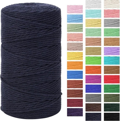 Vista 33 de Cordón de macramé 3mm x 300m Cuerda de macramé 100% algodón natural Cordón de algodón trenzado de 4 hebras para manualidades DIY, adornos