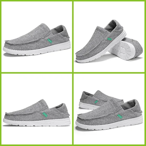 Vista 5 de JXRUXZO Men's Slip on Cloth Shoes Plantar Fasciitis Canvas Loafer Shoes with Arch Support Insole,Casual Comfort Slippers Soft Outdoor Boat Shoes
