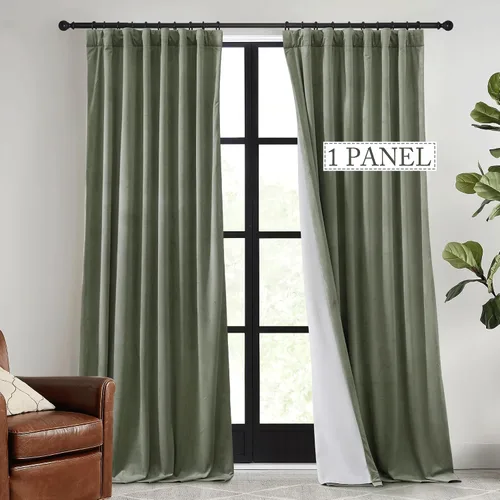 Vista 9 de RYB HOME Cortinas de terciopelo beige camello de 84 pulgadas, cortinas de ventana de 2 capas resistentes con cinta plisada, cortinas opacas