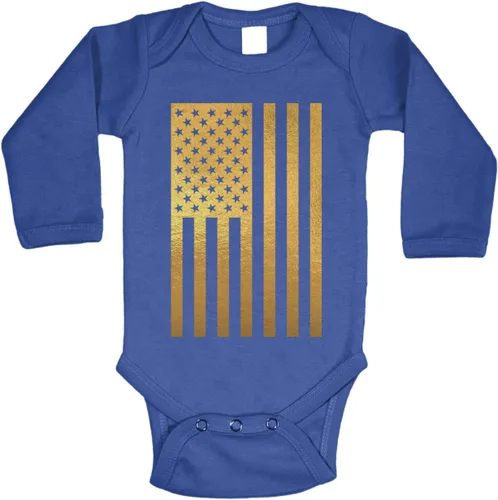Vista 8 de Tcombo Bandera americana negra envejecida - Body de Estados Unidos Negro - Lámina dorada