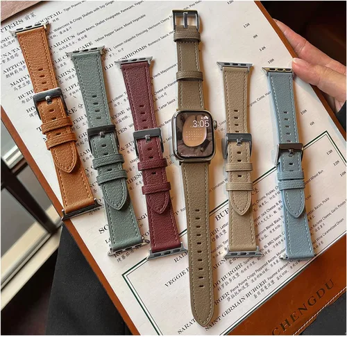 Vista 7 de Moran - Correas de cuero compatibles con Apple Watch Band 1.929 in 1.772 in 1.732 in 1.654 in 1.614 in 1.575 in 1.496 in, correa de cuero de oveja