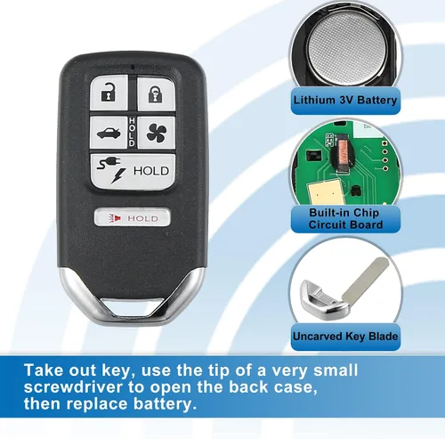 Vista 4 de X AUTOHAUX Llavero de repuesto para automóvil de 6 botones sin llave, control remoto, llavero inteligente de proximidad KR5V2X para Honda Clarity