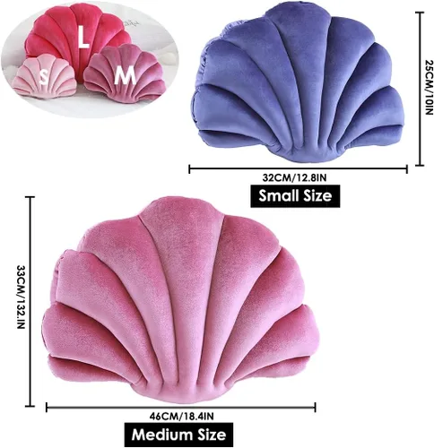 Vista 2 de Patty Both Seashell - Almohada decorativa de terciopelo con forma de concha de mar, almohadas decorativas para cama, sofá, decoración del hogar