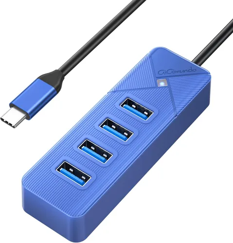 Vista 12 de GiGimundo Hub USB C de 4 puertos para laptop, adaptador multipuerto USB C a USB Hub transferencia de 5 Gbps, divisor USB C para laptop, MacBook Negro
