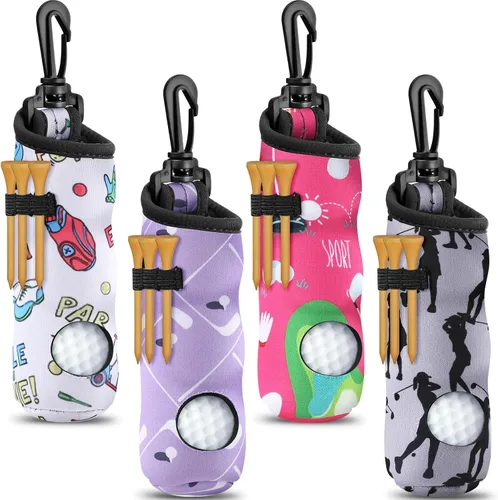 Vista 10 de Chivao 4 Pcs Golf Ball Holder, Golf Tee Pouch for 3 Balls Negro