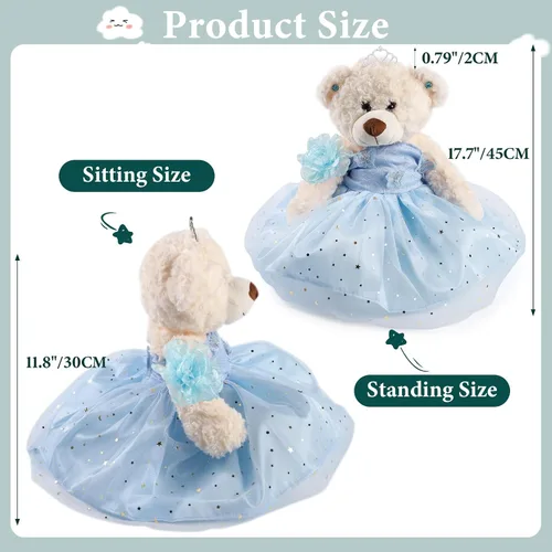 Vista 2 de Muñeca de quinceañera con vestido de membrillo con vestido, decoraciones de quinceañera para regalos de niñas, OSO de peluche para 15 años
