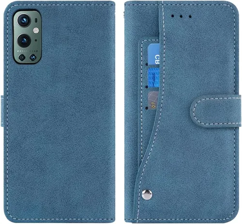 Vista 6 de Asuwish Funda compatible con OnePlus 9 Pro One Plus 9Pro 5G y protector de pantalla de vidrio templado, funda con tapa para tarjetero, funda
