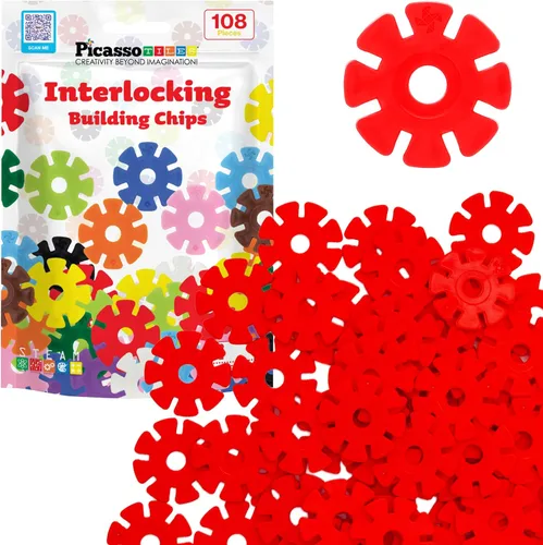 Vista 12 de PicassoTiles Juego de 600 fichas de construcción entrelazadas con bloques de disco creativos, juguetes de aprendizaje STEM para educación temprana