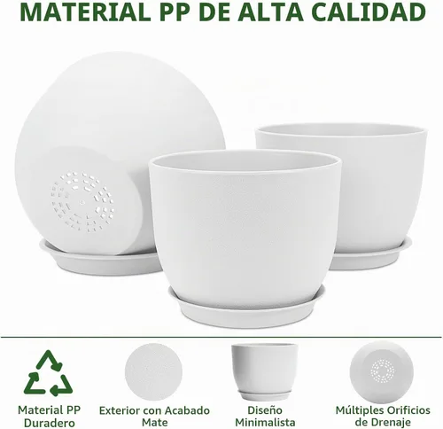 Vista 5 de GARDIFE Macetas de plástico de 12/10/9 pulgadas para plantas