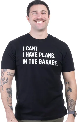 Vista 2 de I Can't, I Have Plans in The Garage Funny Dad Joke Grandpa Woodwork Workshop Handyman Auto Mechanic Camiseta para hombre, Negro