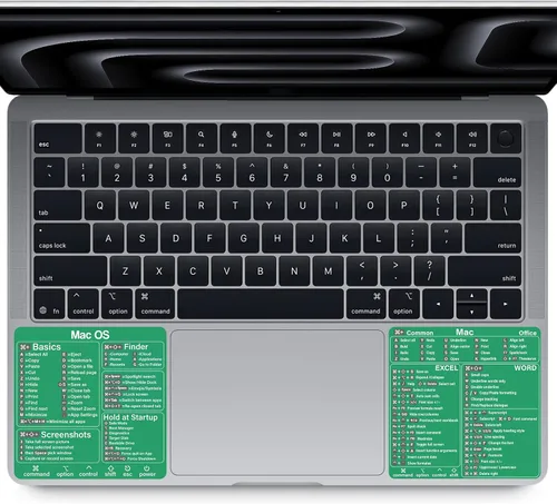 Vista 8 de Pegatina de acceso directo para Mac – Adhesivo de atajos de Mac OS (M1+Intel) + Word/Excel, calcomanías de atajos de teclado de computadora portátil