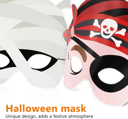 Vista 8 de PRETYZOOM Máscaras de Halloween, 9 unidades, máscaras de papel para adultos, banda elástica ajustable, máscara ligera para festivales, fiestas