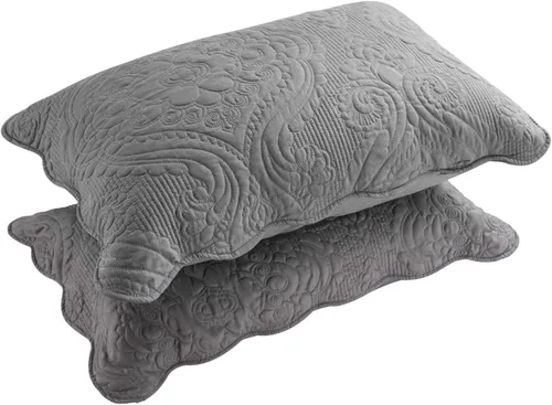 Vista 10 de BOSOWOS Juego de 2 fundas de almohada acolchadas de microfibra estándar, fundas de almohada suaves y transpirables con cierre de sobre