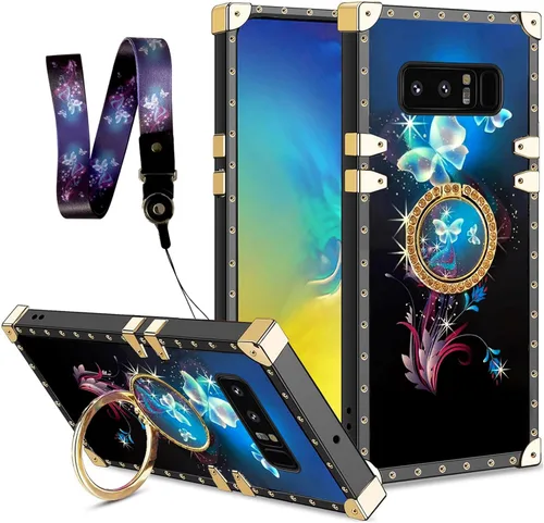Vista 18 de Funda para Samsung Galaxy S8 Plus con soporte de anillo, patrón de moda, parte trasera de policarbonato duro y TPU suave, cubierta de protección a