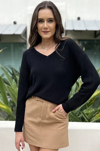 Vista 2 de II ININ Suéter de manga larga para mujer, ropa de primavera, moda casual, cuello en V, suéteres de gran