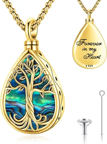 Vista 13 de Eusense Tree of Life for Ashes Urn Necklace Cremation Jewelry Oro