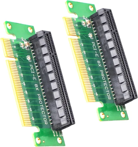 Vista 10 de WLGQ Tarjeta vertical PCIE X8 macho a hembra, adaptador PCI Express PCI-E 8X izquierdo de 90 grados, adecuado para servidor, escritorio