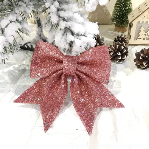 Vista 14 de YYCRAFT Flores de pascua con purpurina con purpurina, lazo de mariposa de 5 pulgadas para adornos de árbol de Navidad, decoraciones de Navidad