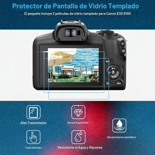 Vista 6 de Funda para cámara Canon EOS R100, funda protectora de silicona suave con protector de pantalla Accesorios para Canon R100, antiarañazos, goma ligera