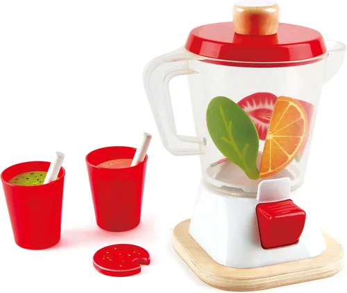 Vista 3 de Hape Batidora de batidos Juego de batido de cocina multicolor completo con tazas y pajitas, 9.44 pulgadas