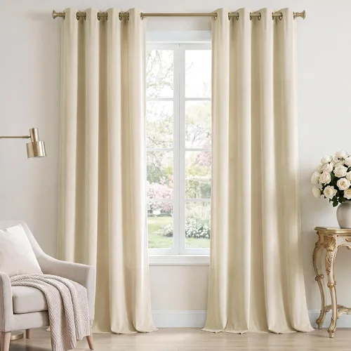 Vista 19 de StangH Cortinas de terciopelo gris de 84 pulgadas para oscurecer la habitación, con aislamiento térmico, cortinas gruesas y pesadas para sala