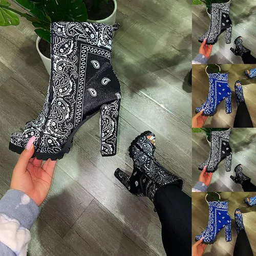 Vista 3 de Botines de tacón alto para mujer, con puntera abierta, sin cordones, de color liso, para combate