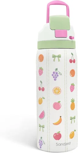 Vista 29 de Botella de agua aislada de acero inoxidable SANDJEST con pajita para deportes y viajes, la mejor tía de siempre, 946ml, regalos para mujeres, día