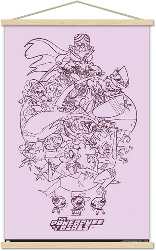 Vista 16 de Trends International Póster de pared de boceto de grupo de chicas superpoderosas, 14.725 x 22.375 pulgadas, versión enmarcada de madera de granero