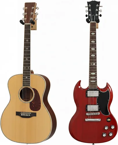 Vista 5 de MobileVision Soporte de pared para guitarra de madera de bambú Gancho universal en forma de U para guitarra acústica, guitarra eléctrica, banjo